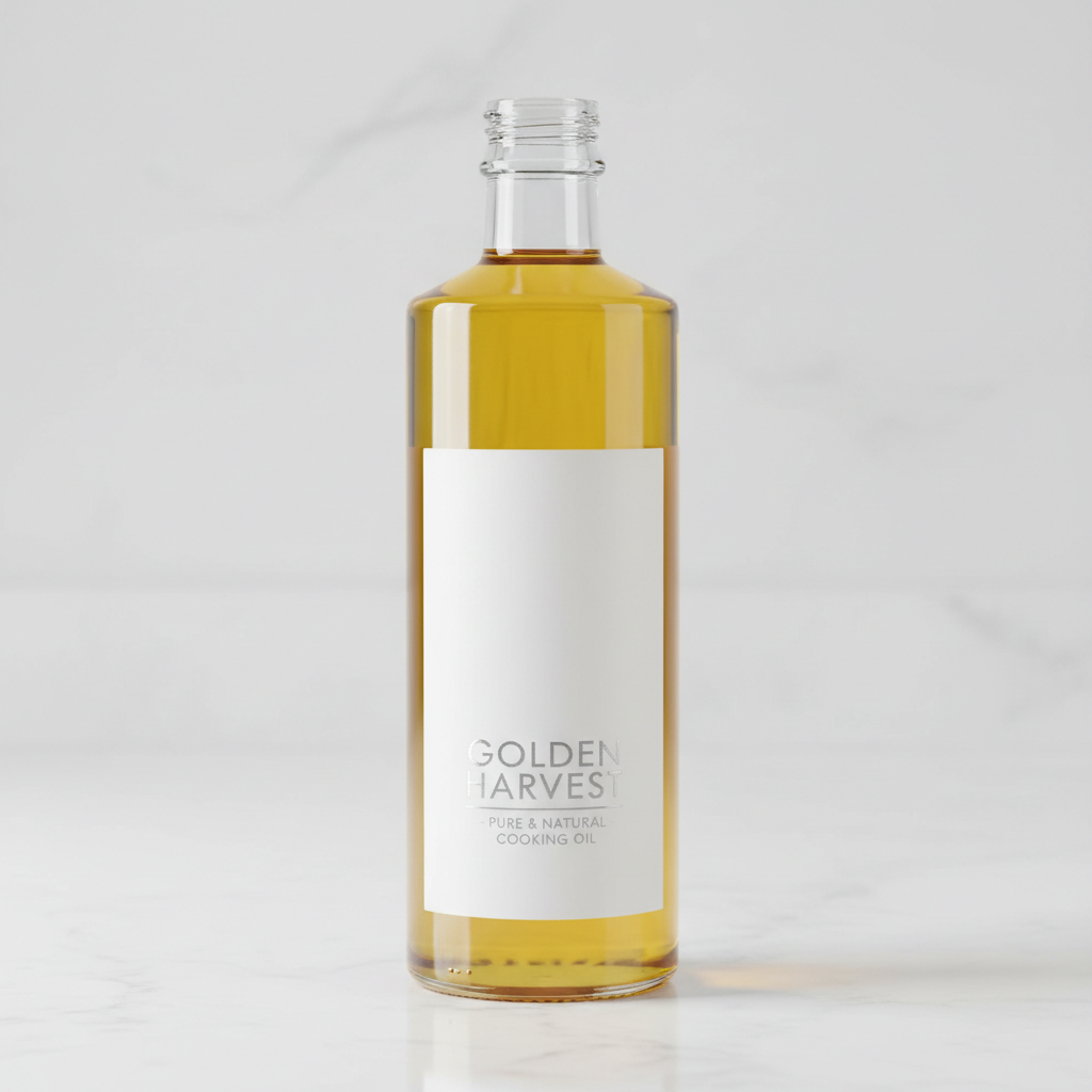 Premium cooking oil bottle with golden color